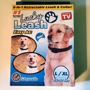 New Lucky Leash dog L/XL magnetic retractable leash & collar